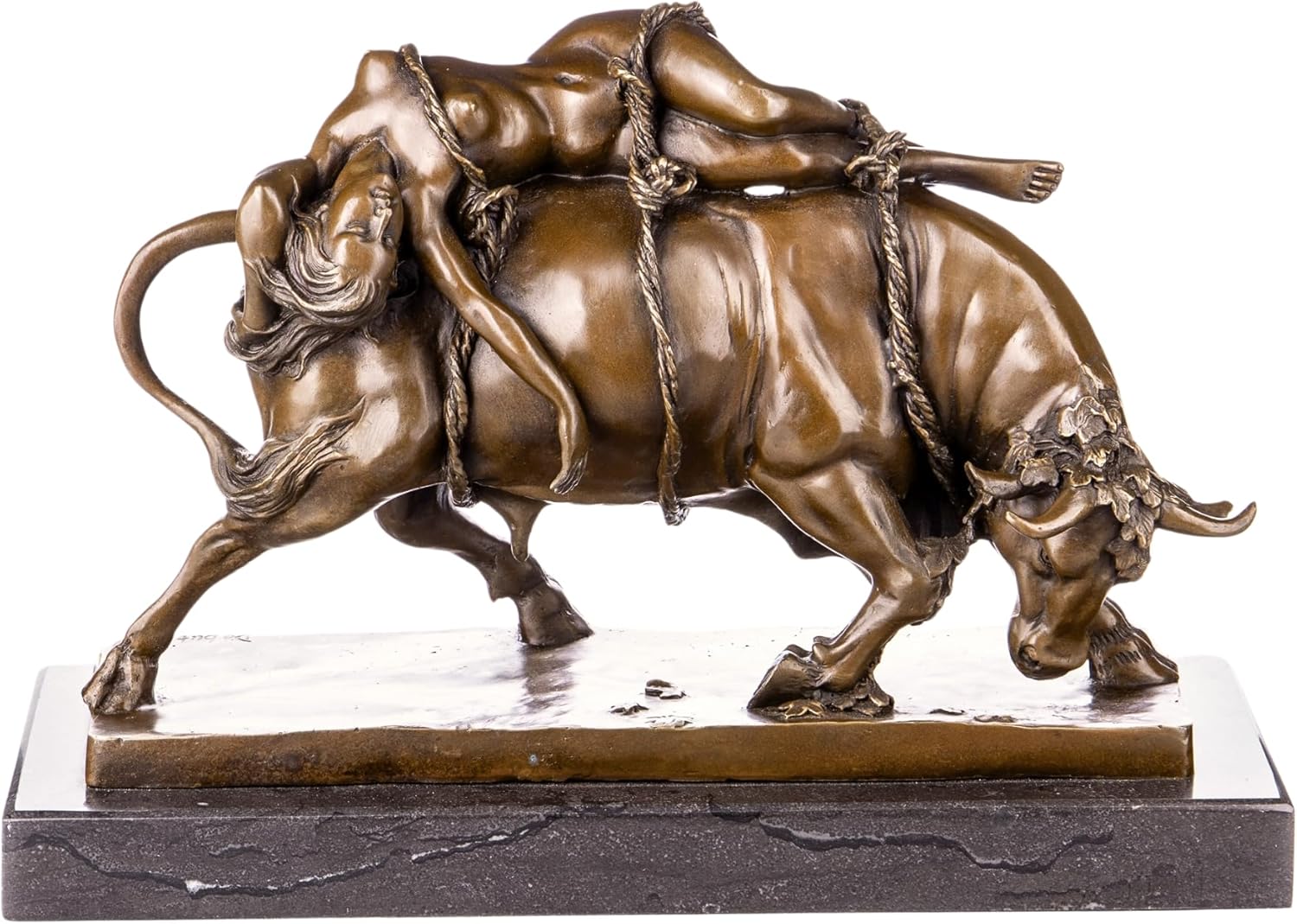 16.9 in Europa and The Bull Bronze Sculpture - Zeus Classical Mythology Figurine, Bronze Art Statue on Marble Base, Home and Office Decor, Ideal Collectible and Gift