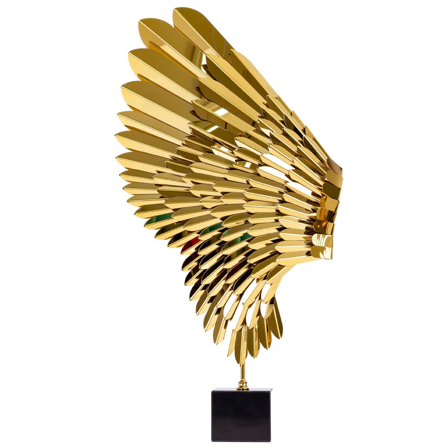 R REALONG Metal Statue for Home Decor-Vintage Style Angel Wings Stainless Steel Sculpture with Marble Base, 30'' Artisanal Design & Handcrafted Metal Art Collection for Hotel,Gallery,Club