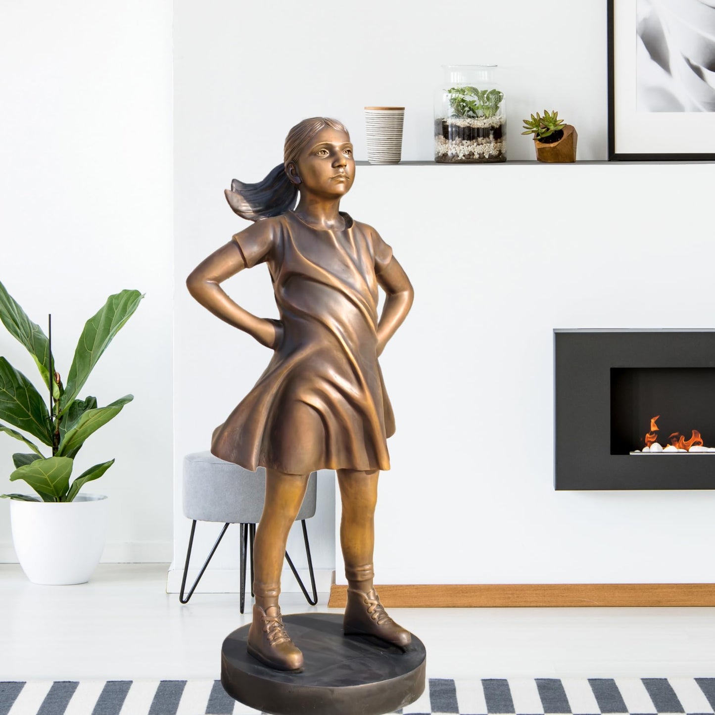 Fearless Girl Bronze Sculpture – Replica of Kristen Visbal’s Iconic Wall Street Artwork -Large Statue for Home, Gallery, Office & Outdoor Décor Artistic Gift
