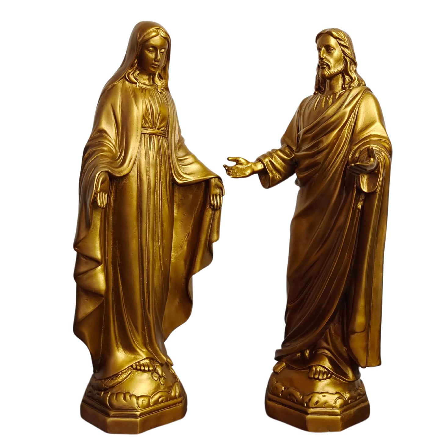 Golden Bronze Jesus Christ Statue - 10.6 Inch Religious Sculpture | Handcrafted Christian Decor for Home, Church, and Office | 3.3 LB Weight