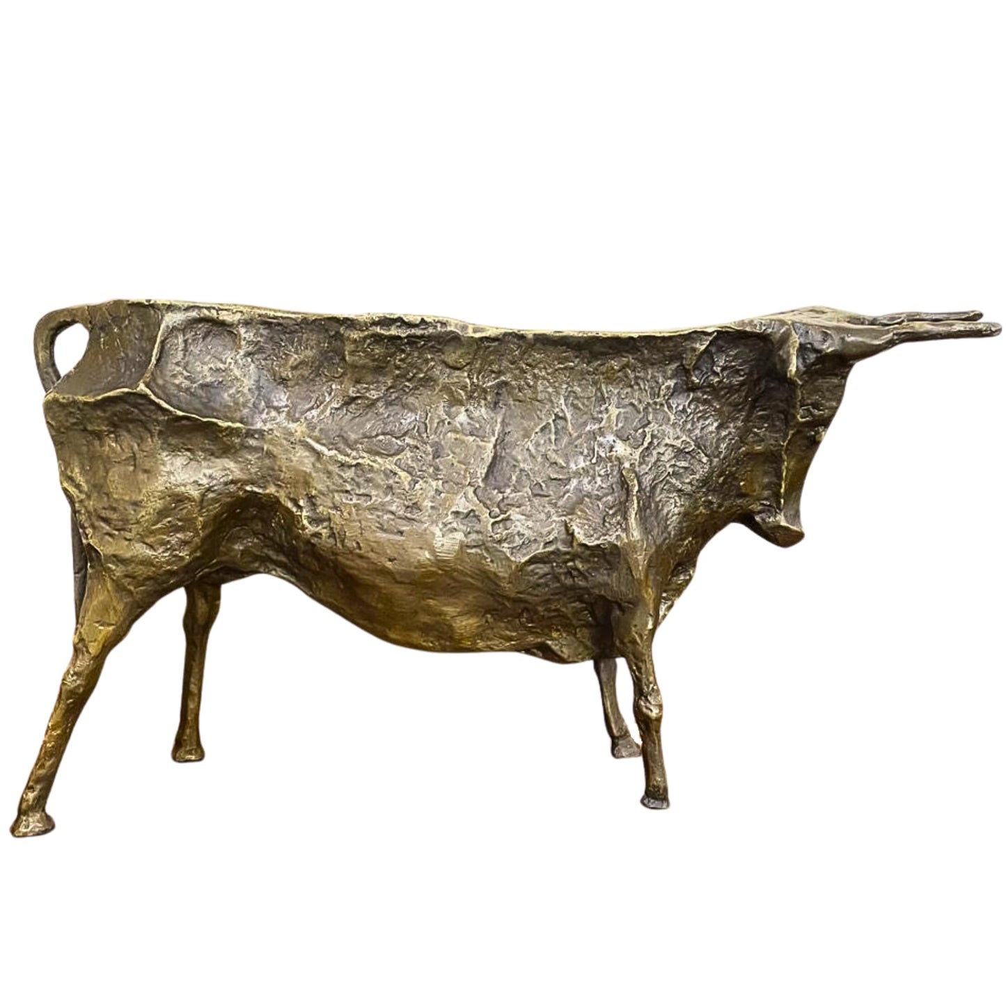 Large Bronze Abstract Bull Sculpture – Picasso-Inspired Handcrafted Modern Bull Statue, Fine Art Bronze Animal Figurine for Home, Gallery, and Office Décor, Collector’s Gift