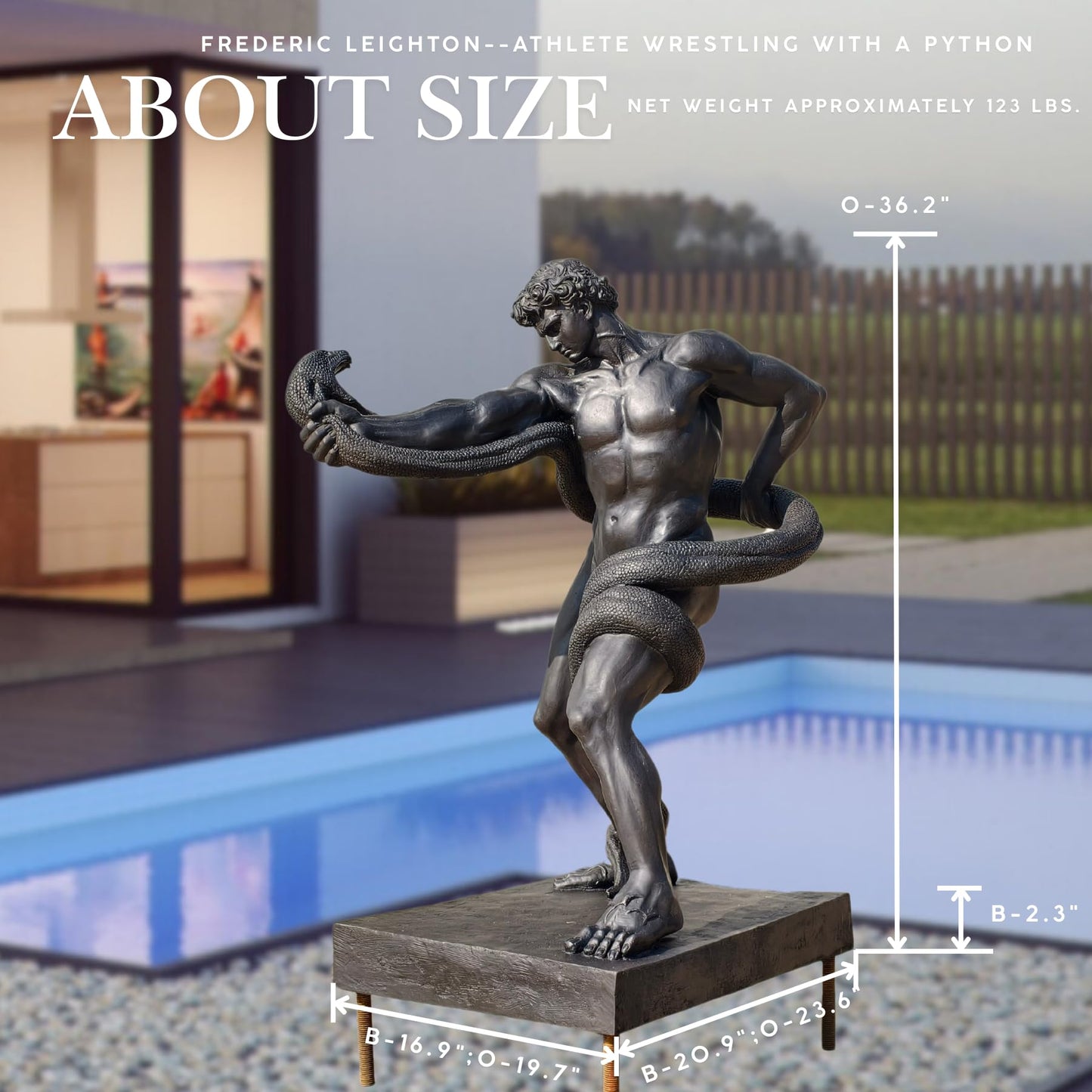 Athlete Wrestling with a Python Bronze Sculpture Replica - Handcrafted Tribute to Frederic Leighton’s Iconic 1877 Artwork, Ideal for Art Collectors and Home Decor