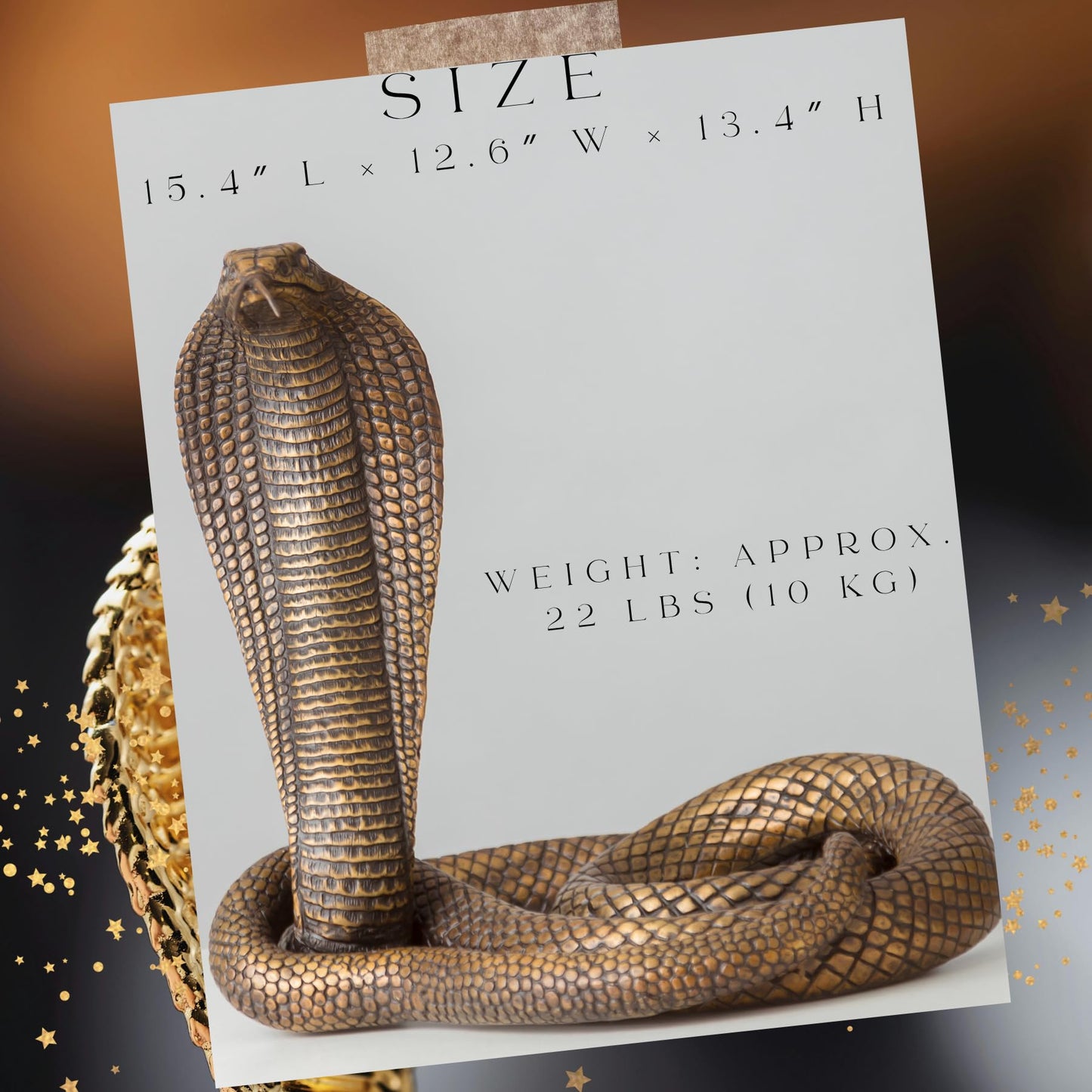 Bronze King Cobra Sculpture – 13.4" Handmade Solid Bronze Snake Statue with Striking Patina Finish – Lifelike Serpent Figurine for Home, Office, and Art Collectors – 22 lbs