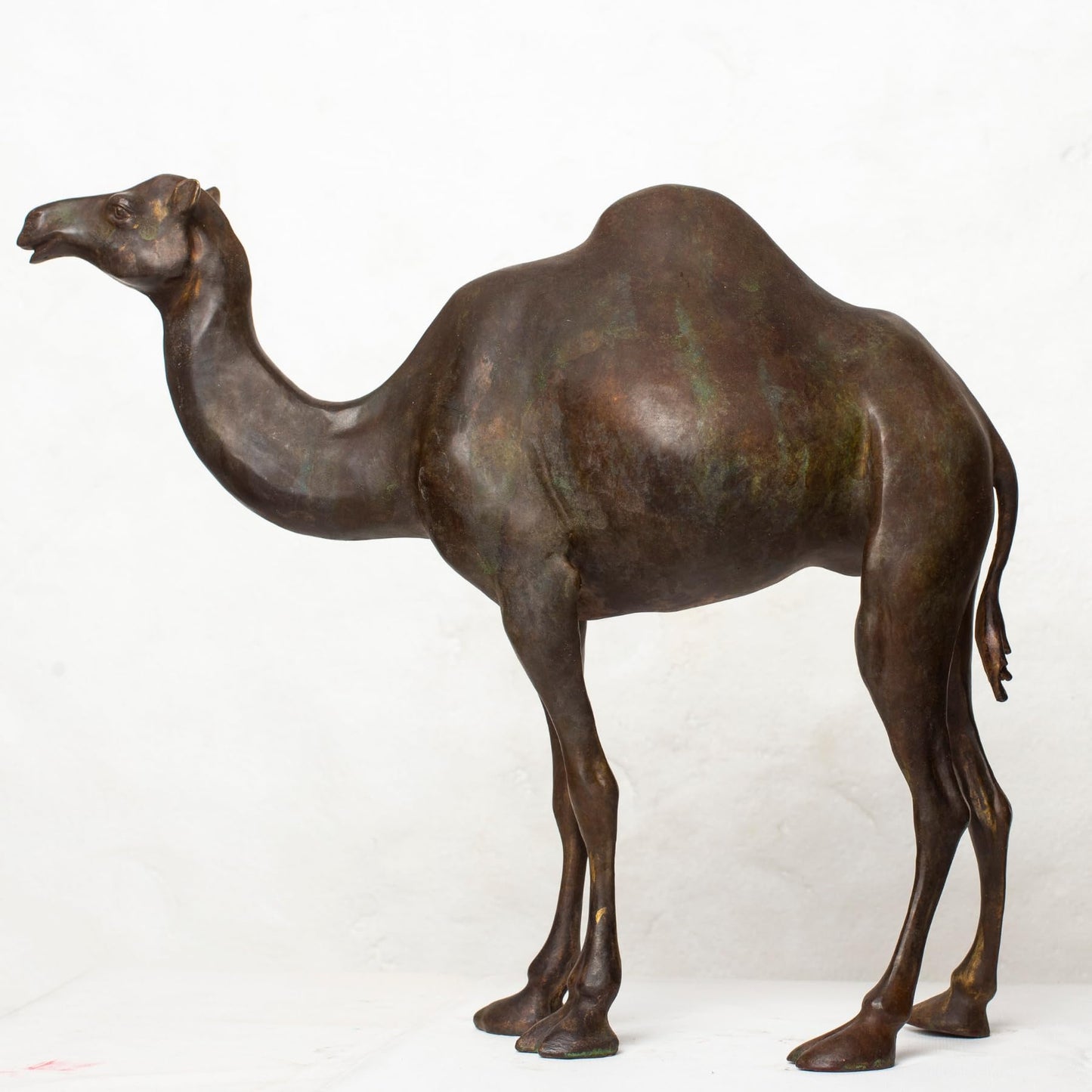 Bronze Camel Sculpture, Solid Brass Desert Animal Statue Art Collectible, Hand-Crafted Lost-Wax Camel Figurine for Gift Home or Office Decor
