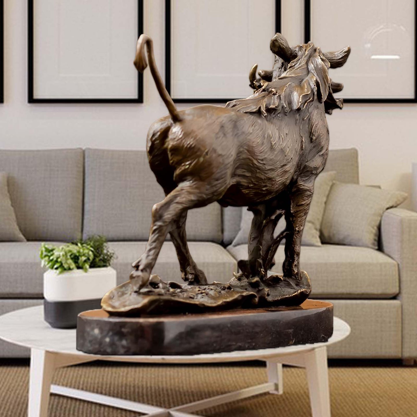 Wild Boar Pig Bronze Sculpture Statue, Chinese Classic Bronze Wildpig Figurine Figure Hot Cast Home Décor Collectible Artwork
