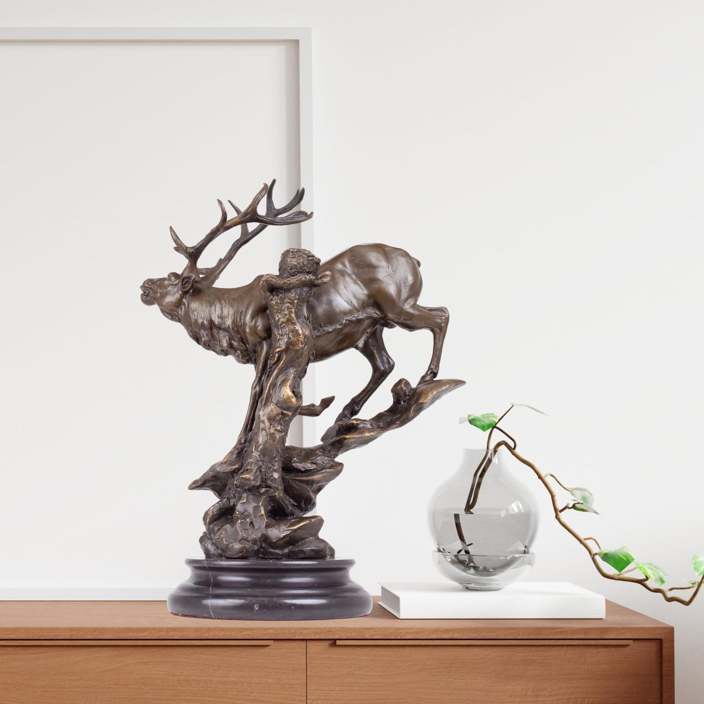 Bronze Deer Sculpture - Majestic Stag with Antlers