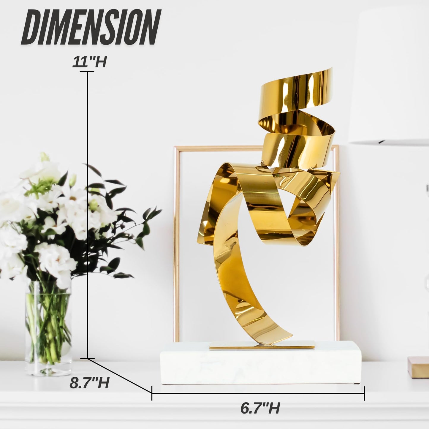 Modern Art Home Decor Golden Metal Sculpture Abstract Metal Statue Nordic Art Crafts Hotel Lobby Desk Ornaments