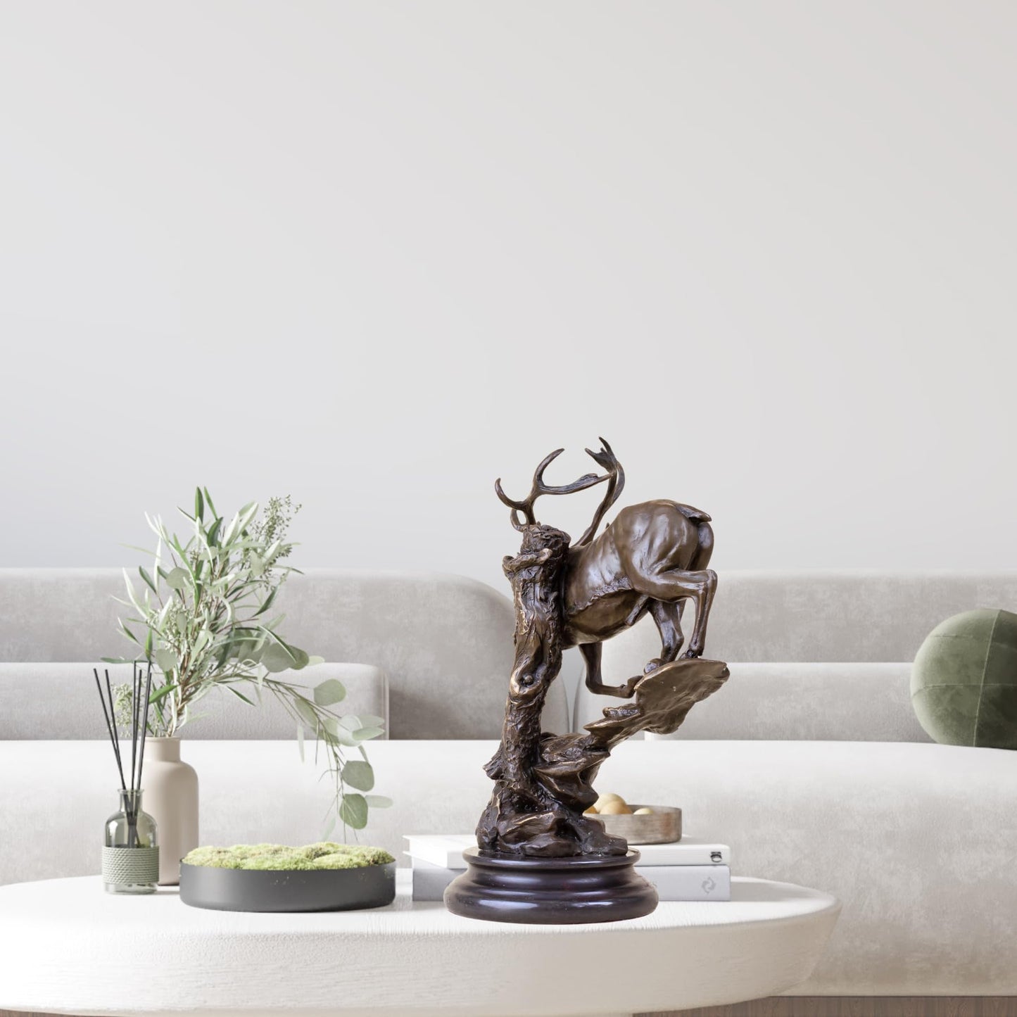 Bronze Deer Sculpture - Majestic Stag with Antlers