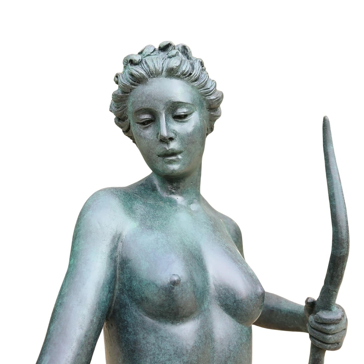 R REALONG Large Bronze Artemis Huntress Statue – 31.5'' Green Patina Greek Goddess with Hound – Handcrafted Mythical Sculpture on Marble Base for Lobby, Hotel, Art Gallery, Home Display