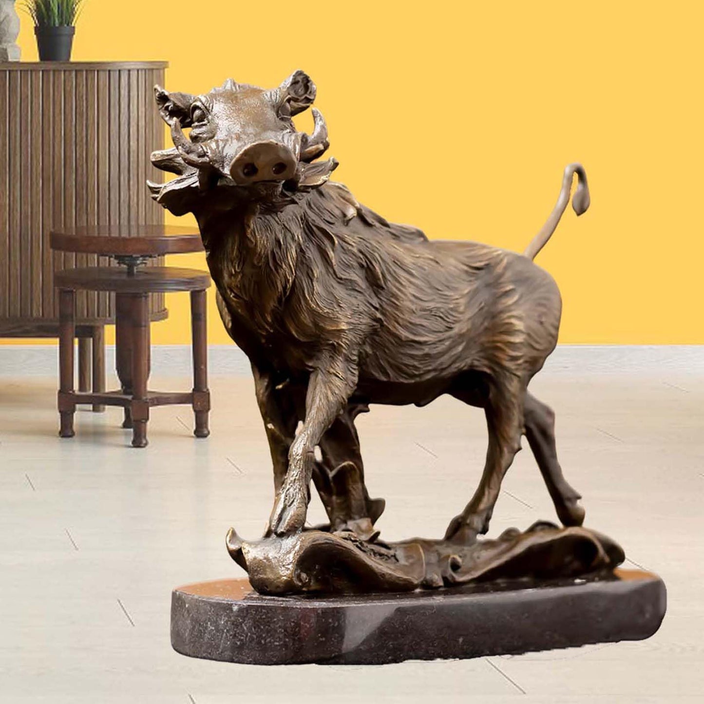 Wild Boar Pig Bronze Sculpture Statue, Chinese Classic Bronze Wildpig Figurine Figure Hot Cast Home Décor Collectible Artwork