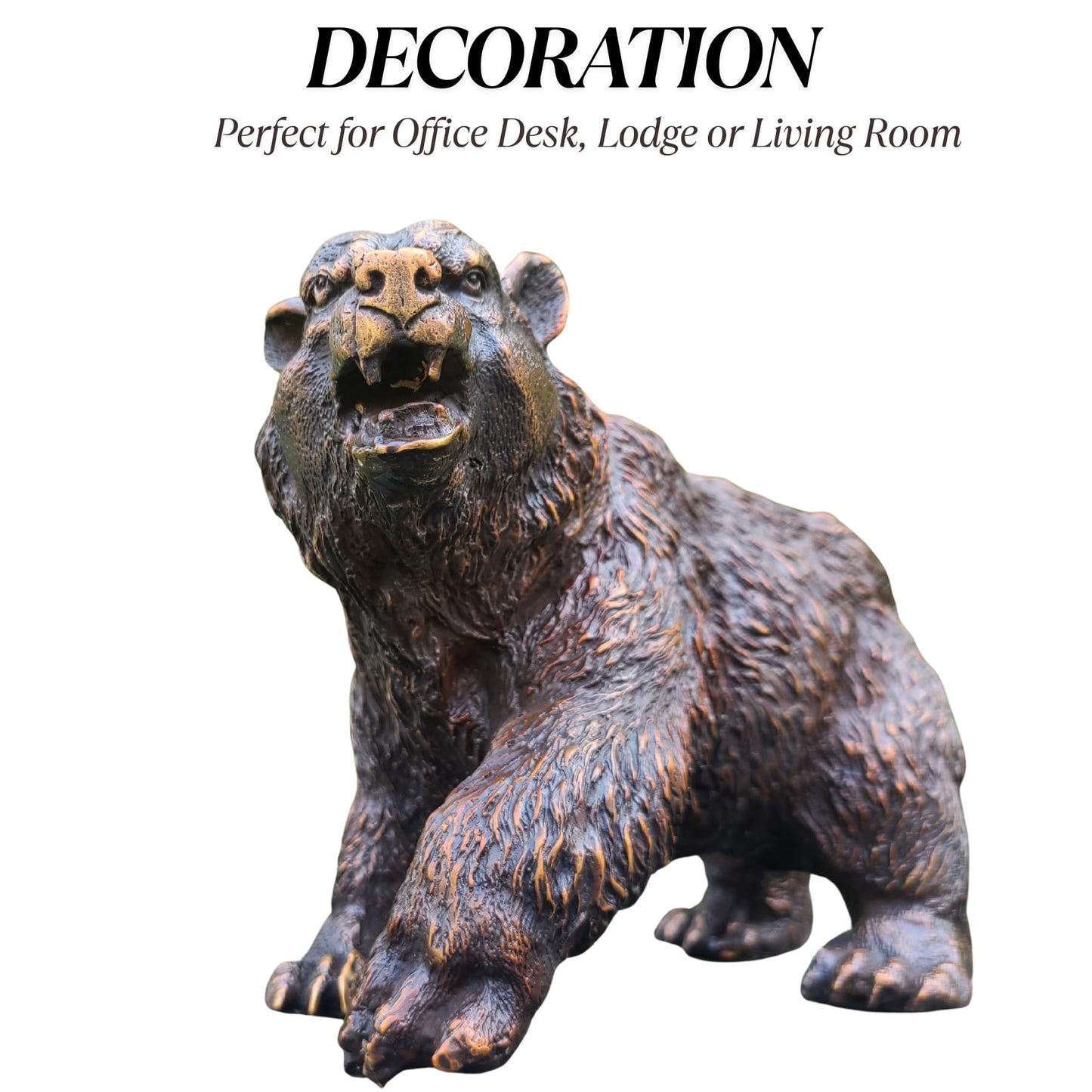 Bronze Grizzly Bear Walking Statue – 11" Pure Bronze Wildlife Sculpture, Handmade Lost-Wax Casting Bear Figurine for Rustic Home Decor, Lodge, Office, or Collector Gift