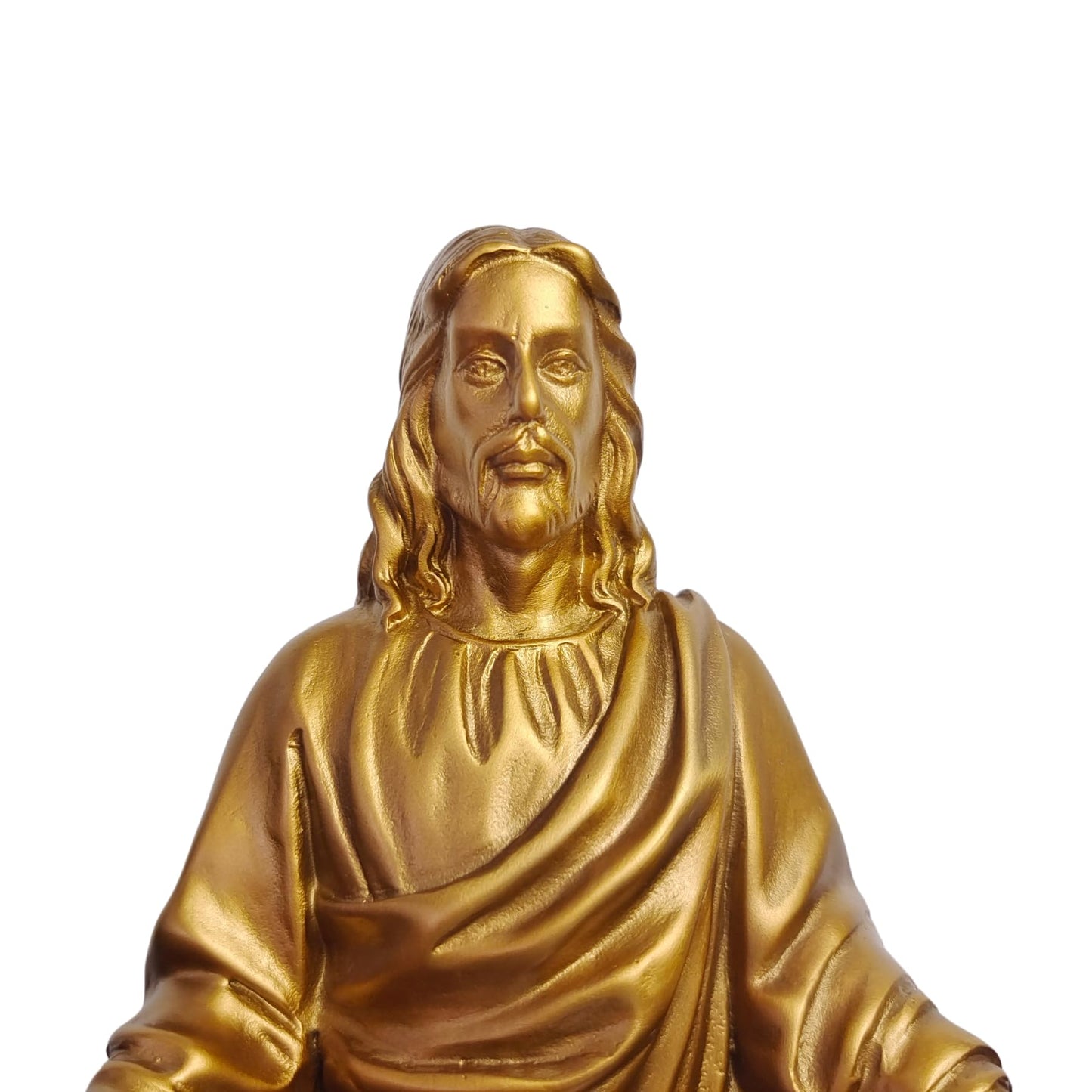 Golden Bronze Jesus Christ Statue - 10.6 Inch Religious Sculpture | Handcrafted Christian Decor for Home, Church, and Office | 3.3 LB Weight