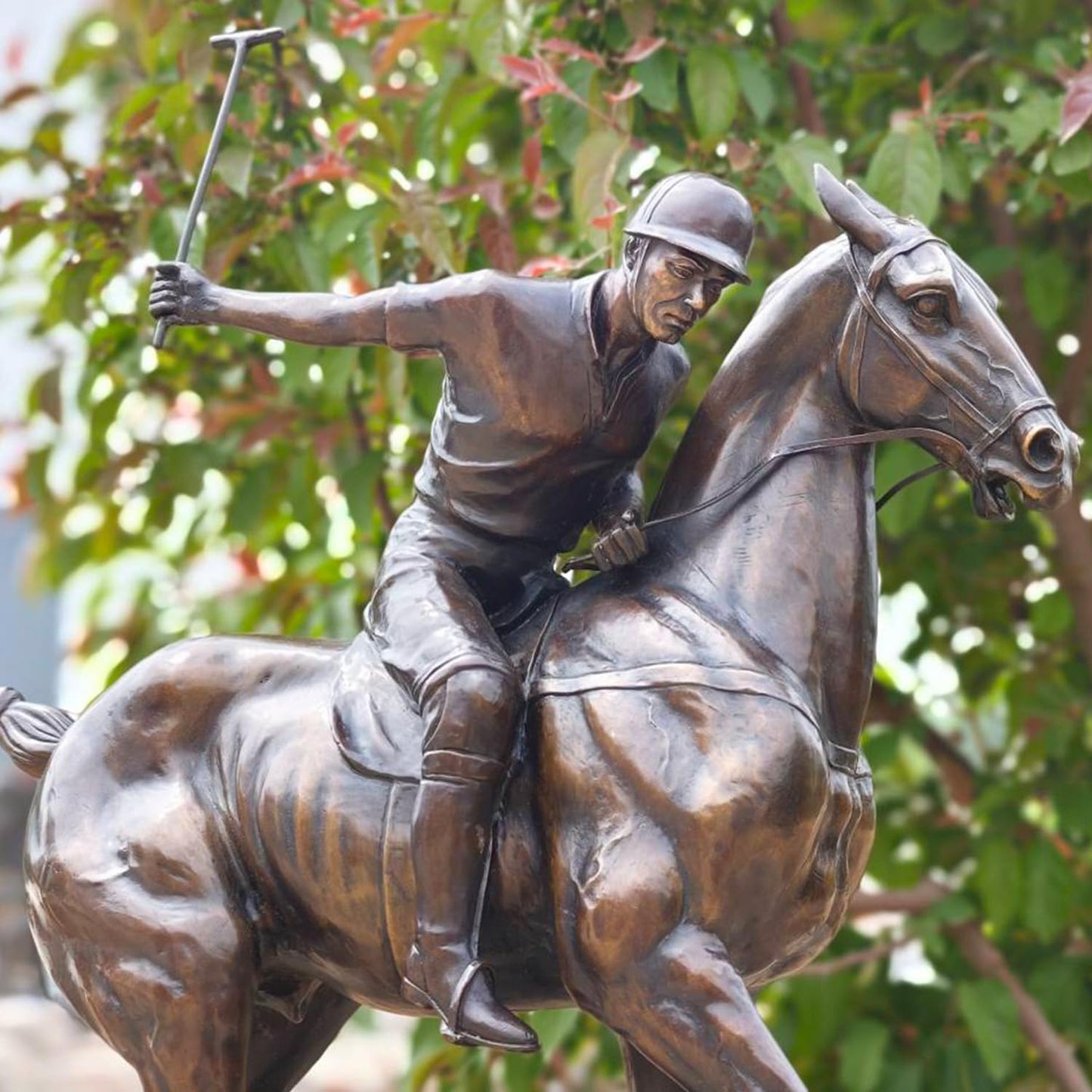 Bronze Polo Player Horse Sculpture – 22" x 9.8" x 24" Decorative Statue – Handcrafted Equestrian Art for Polo Enthusiasts