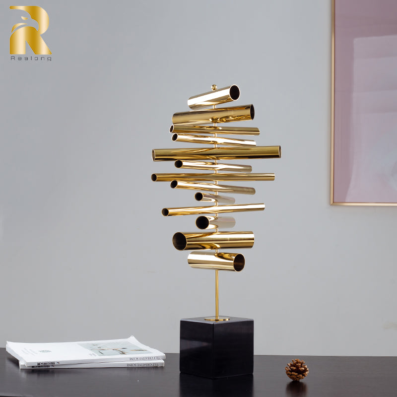 55cm Abstract Metal Sculpture Modern Art Stainless Steel Metal Statue With Marble Base For Home Hotel Decor Ornament Crafts Gift