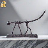 Bronze Cat Statue Antique Giacometti Bronze Animal Sculpture Handmade Abstract Figurines Art Decor Gift Collectible