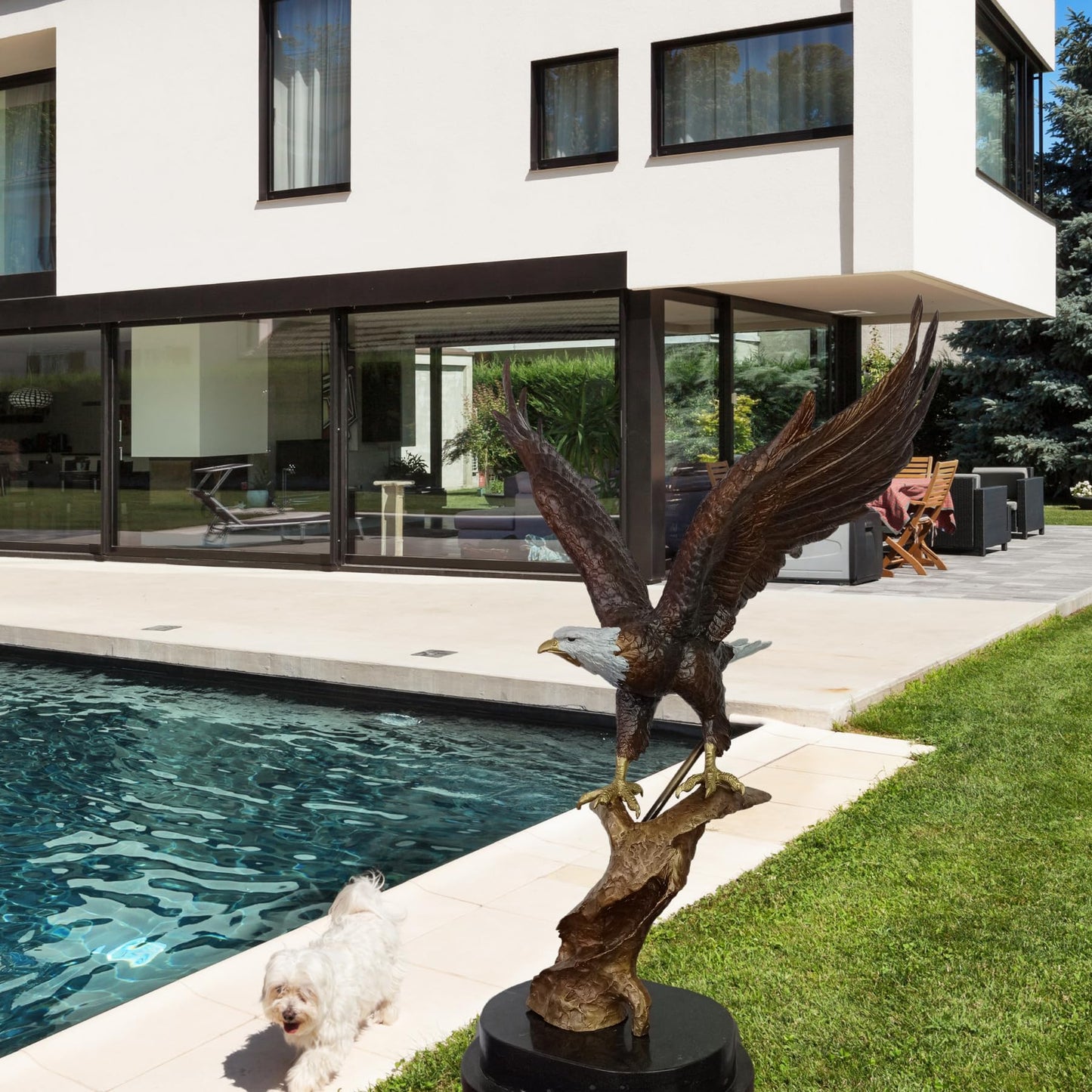 27.5" Bald Eagle Bronze Statue Large Bronze Eagle Sculpture Casting Wildlife Eagle Statues for Home Garden Decor