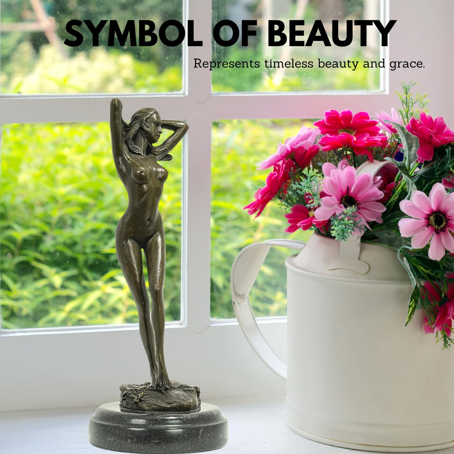R REALONG 11.6" Sexy Nude Female Bronze Statue,Modern Nude Girl Naked Lady Artwork Bronze Figure Statues and Sculptures for Decoration, Collections and Important