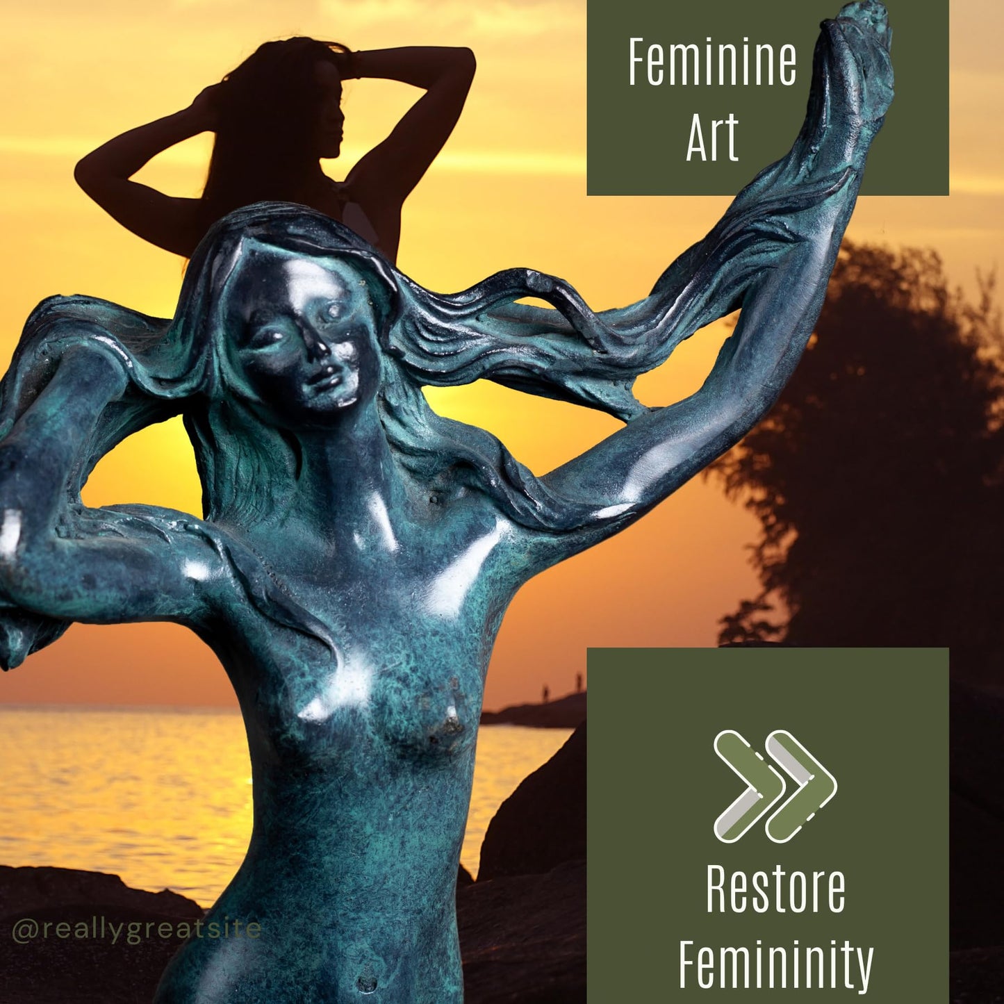 R REALONG 14.4" Sexy Nude Female Blue Bronze Statue,Modern Nude Girl Naked Lady Artwork Bronze Figure Statues and Sculptures for Decoration, Collections and Important