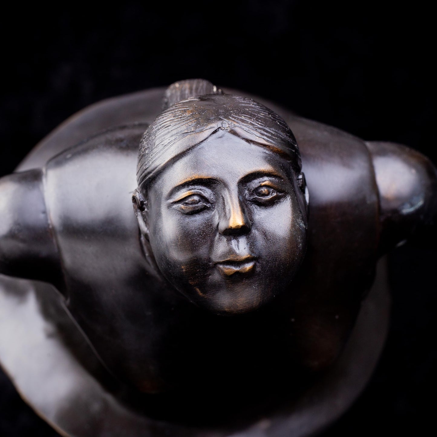 Fat Woman Statue Decor 100% Bronze Casting Female Yoga Sculpture Beautiful and Sturdy 10.6" Bronze Gift for Family and Friends