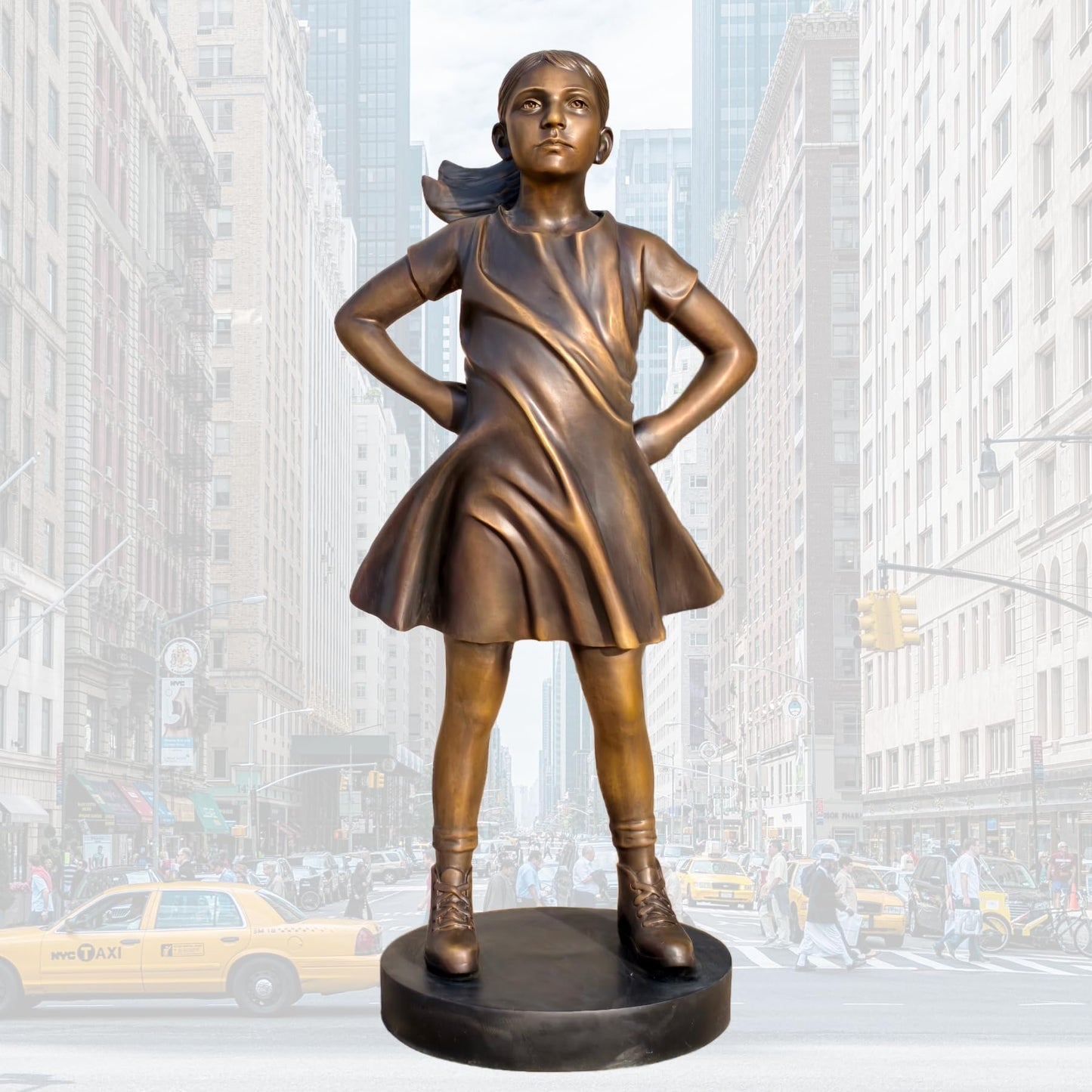 Fearless Girl Bronze Sculpture – Replica of Kristen Visbal’s Iconic Wall Street Artwork -Large Statue for Home, Gallery, Office & Outdoor Décor Artistic Gift