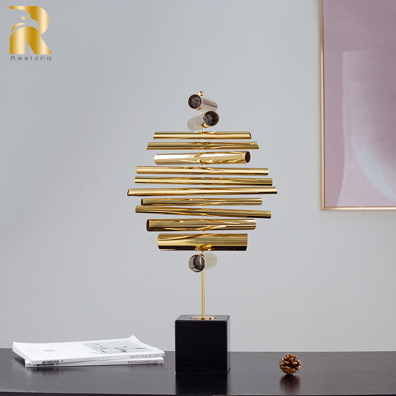 55cm Abstract Metal Sculpture Modern Art Stainless Steel Metal Statue With Marble Base For Home Hotel Decor Ornament Crafts Gift