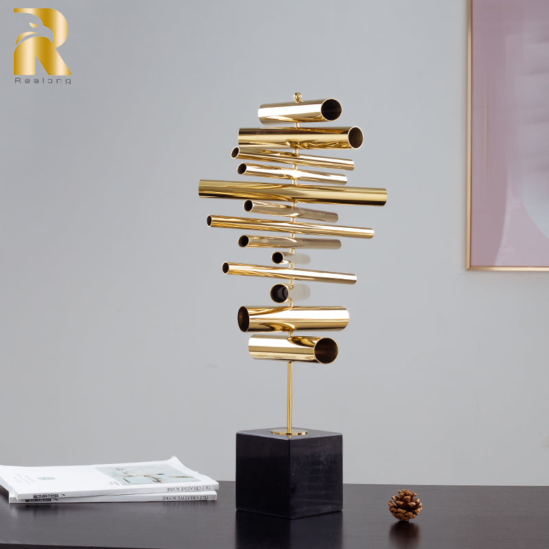 55cm Abstract Metal Sculpture Modern Art Stainless Steel Metal Statue With Marble Base For Home Hotel Decor Ornament Crafts Gift