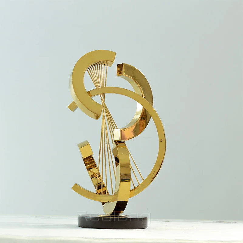 47cm Abstract Metal Sculpture Modern Art Nordic Statue Indoor Crafts For Home Hotel Decor Table Ornament Gifts