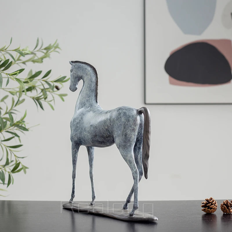 Bronze Horse Statue Modern Art Bronze Horse Sculpture Abstract Animal Statues For Home Decor Ornament Collection Craft Gifts