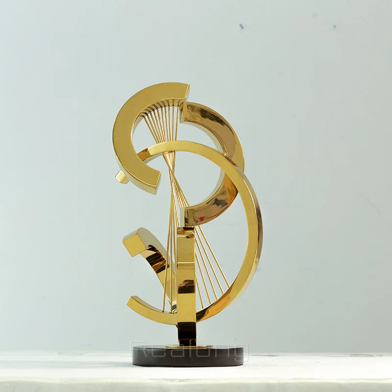 47cm Abstract Metal Sculpture Modern Art Nordic Statue Indoor Crafts For Home Hotel Decor Table Ornament Gifts