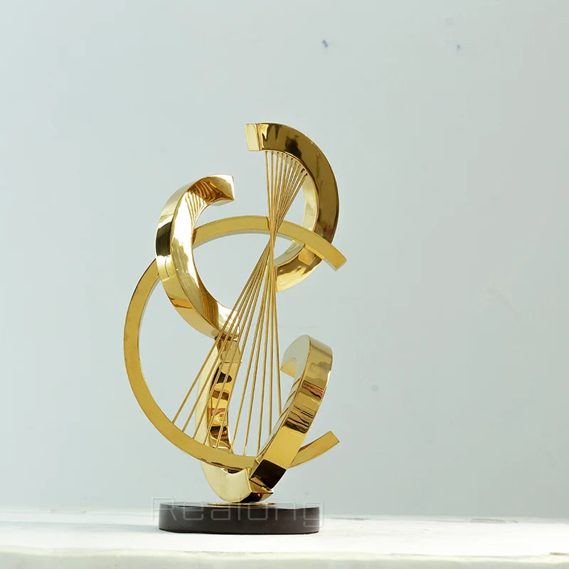 47cm Abstract Metal Sculpture Modern Art Nordic Statue Indoor Crafts For Home Hotel Decor Table Ornament Gifts