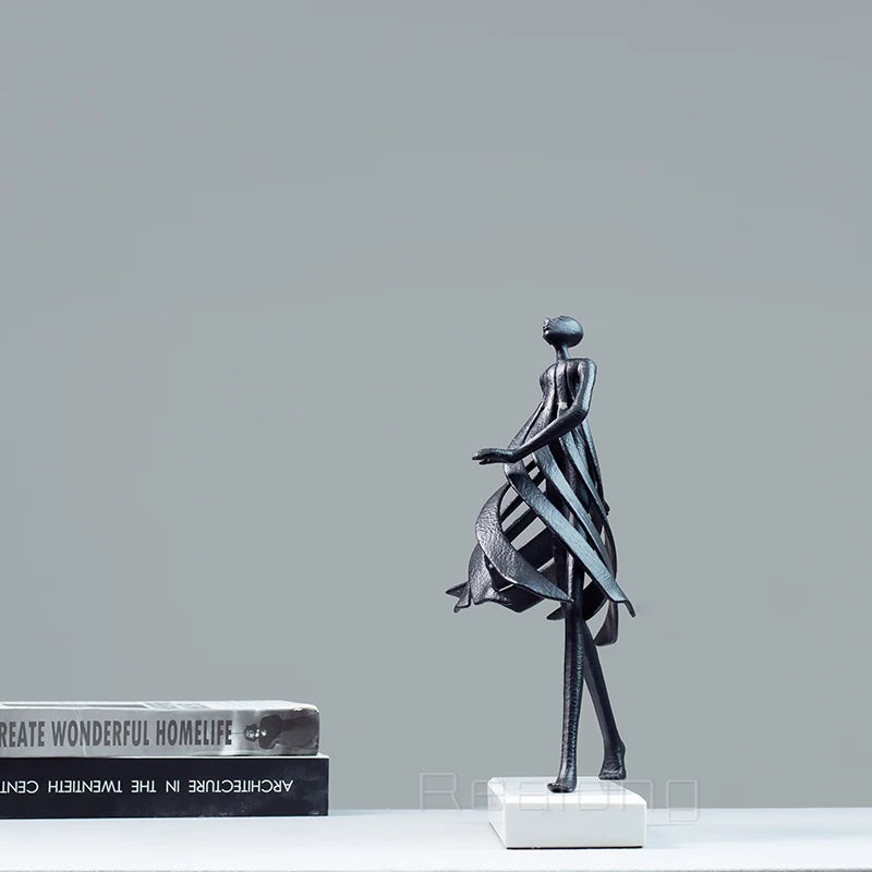 Creative Abstract Metal Sculpture Modern Art Beautiful Girl Metal Statue Home Decor Hotel Ornament Accessories Nordic Craft Gift