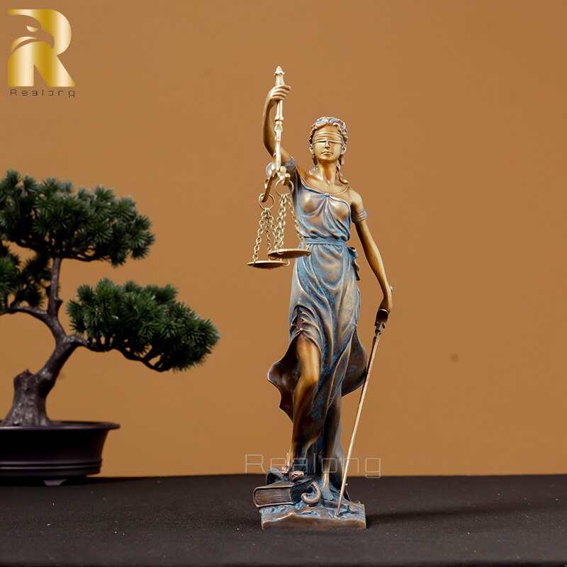 Lady Justice Statue Bronze Lady Justice Sculpture  Ancient Greece Myth Lawyer Sculpture For Home Office Decor Ornament Gifts