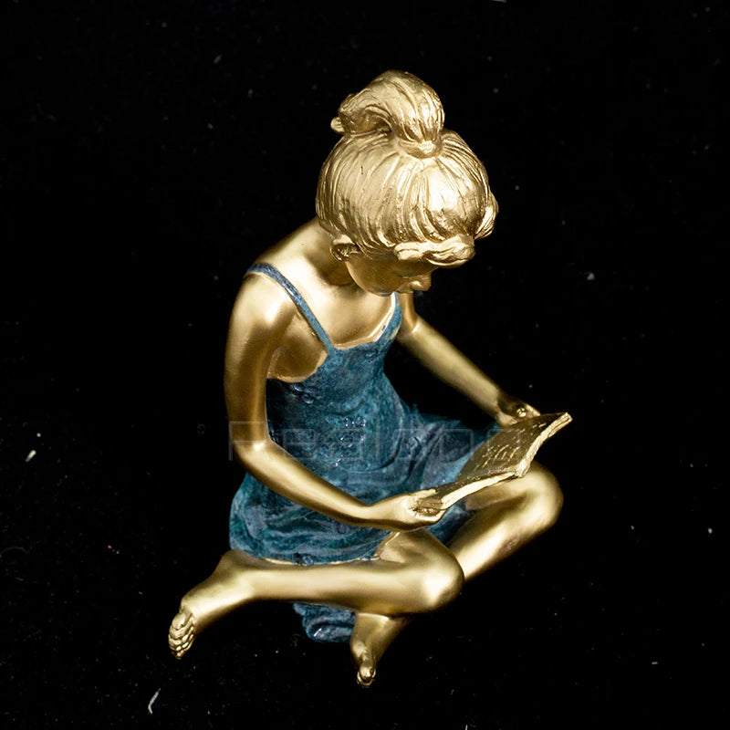 Bronze Children Sculpture Figure Statue Bronze Girl Statues Cute Kids Bronze Art Crafts For Home Decor Ornament Gifts