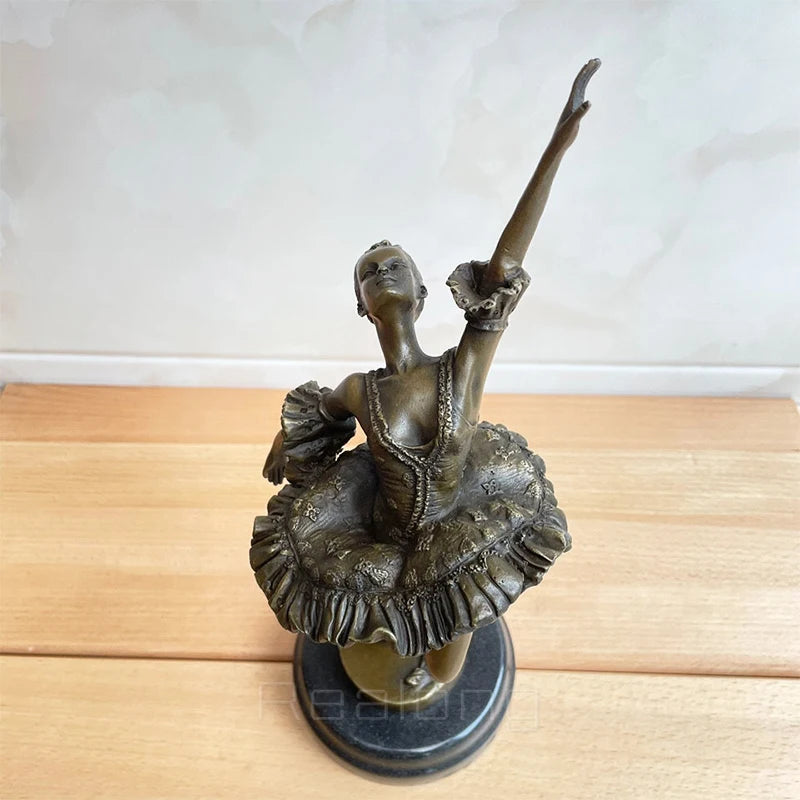 Girls Ballerina Bronze Ballet Ballerina Dancer Statue Dance Bronze Sculpture Bronze Casting Art Figurine For Home Decor Gifts