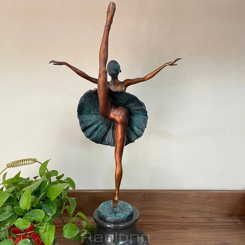 69cm Bronze Ballet Dancer Sculptures Bronze Female Ballerina Statue Casting Large Ballerina Dancer Figurine For Home Decor Gifts