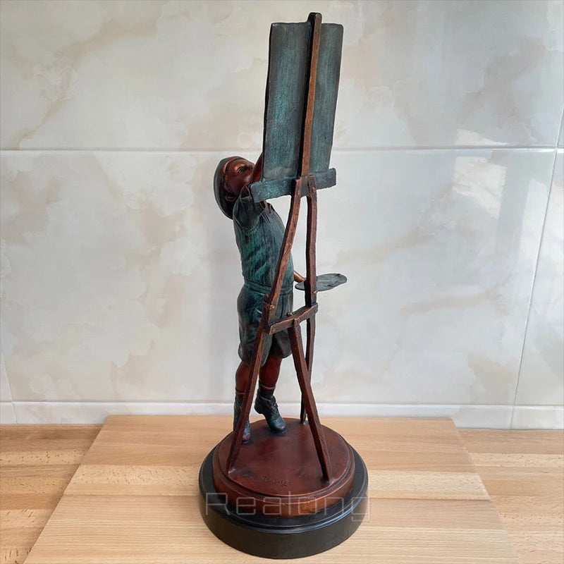 Bronze Boy Drawing Statue Bronze Cut Boy Sculptures Children Sculpture Bronze Statues For Home Classroom Decoration Gifts