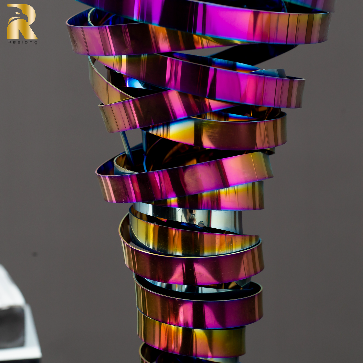 15.7'' Spray-Plated Colored Stainless Steel Abstract Sculpture Metal Swirl Modern Sculpture Table & Desk Office Decor