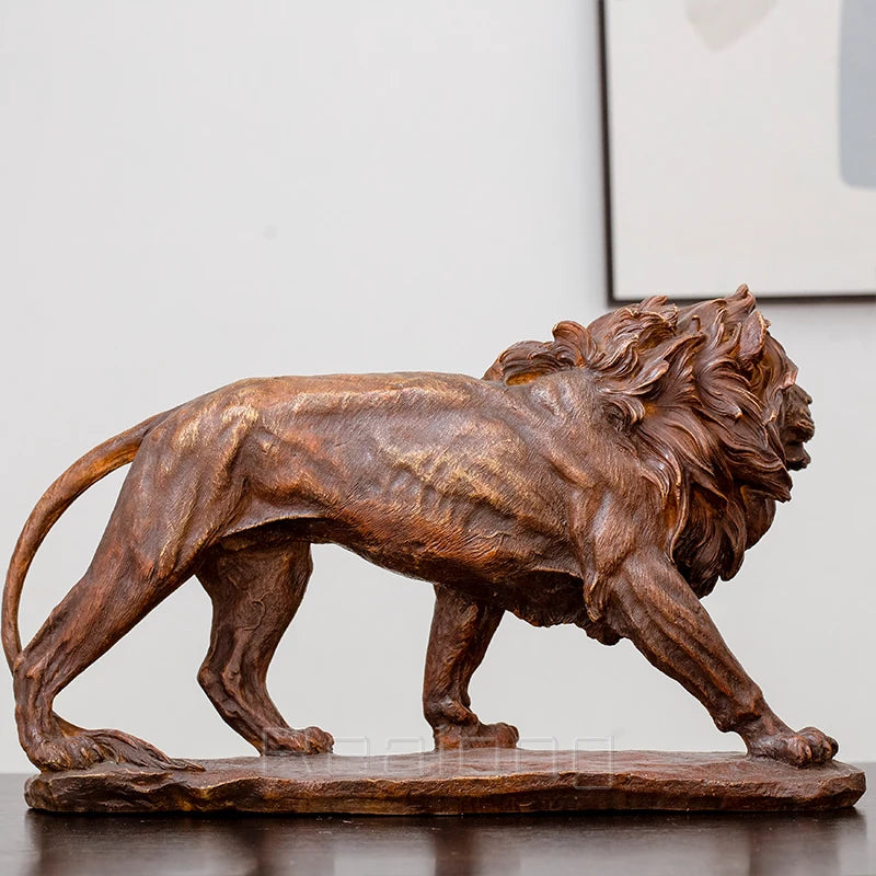 Bronze Lion Statue Noble Lion Bronze Sculpture Gold Lion Fierce Wild Animal Figurines For Home Office Art Decor Ornament Gifts