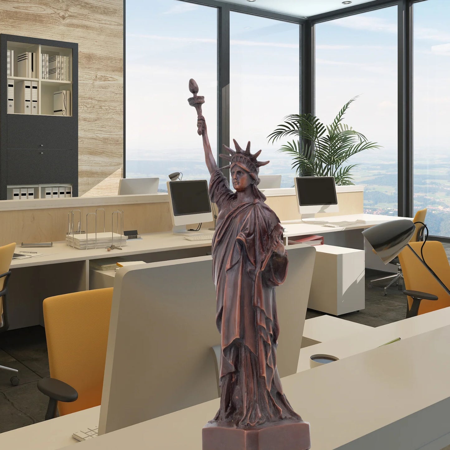 11" Statue of Liberty Bronze Sculpture Statue of Liberty Goddess Figurine Lost-Wax Cast Western Art Handcrafted Home Decoration