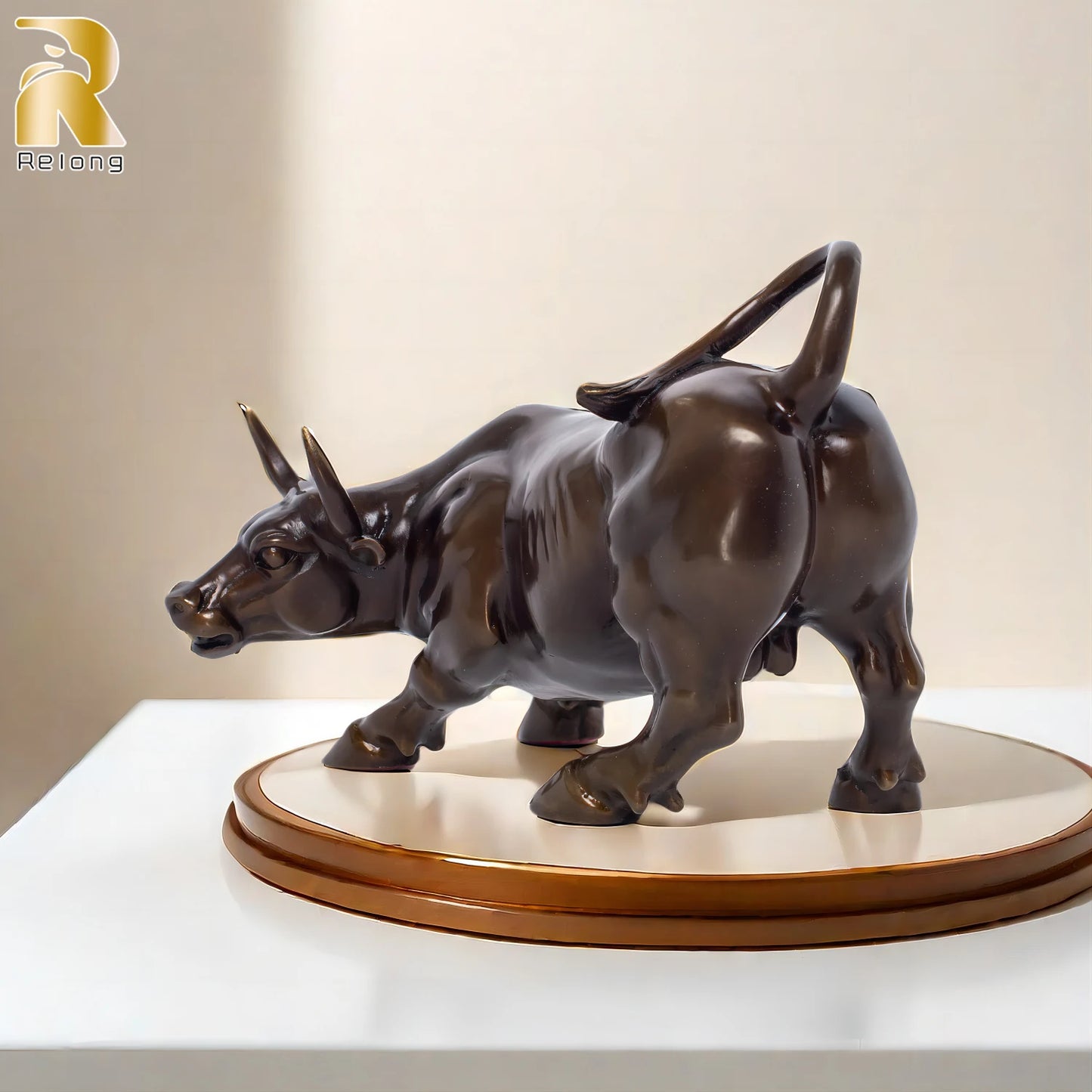 Bronze Wall Street Bull Sculpture Handmade Hot Casting Bronze Charging Bull Statues Animal Art Statues For Home Office Decor