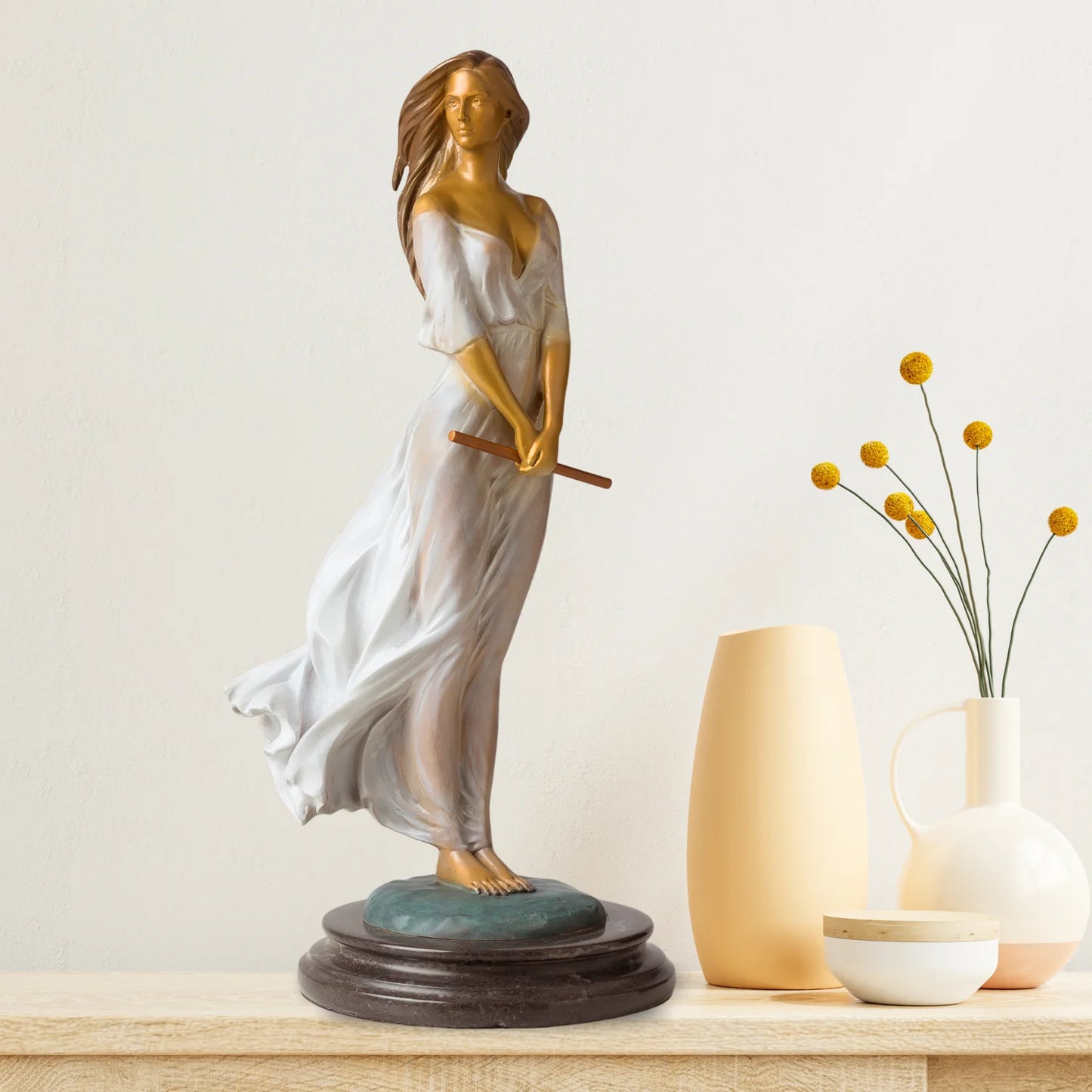 42cm Famous Luo Li Rong Bronze Sculpture Beautiful Luo Li Rong Pretty Lady Bronze Statue Home Art Decoration Collection Gifts