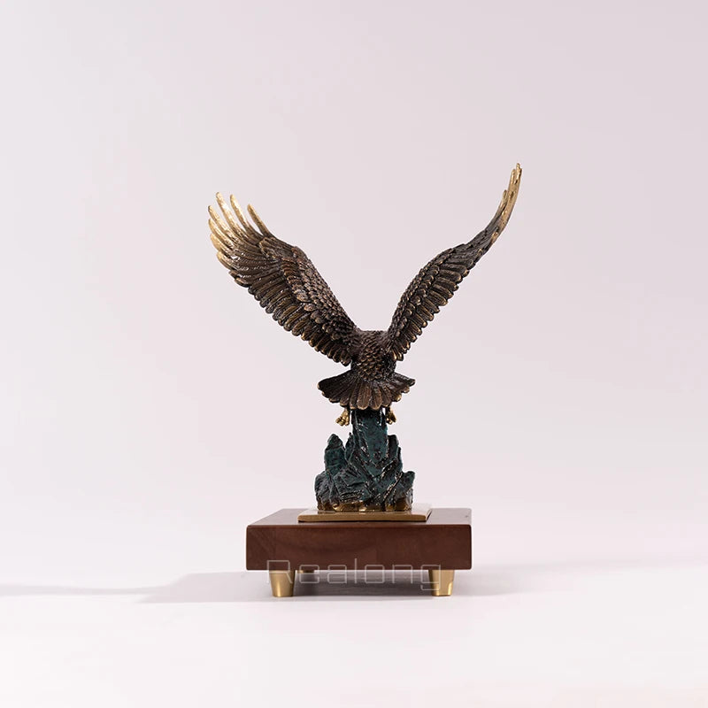 Bronze Eagle Sculpture Winged Bald Eagle Bronze Statue Bronze Casting Flying Eagle Handcrafts Home Office Decor Ornament Gifts