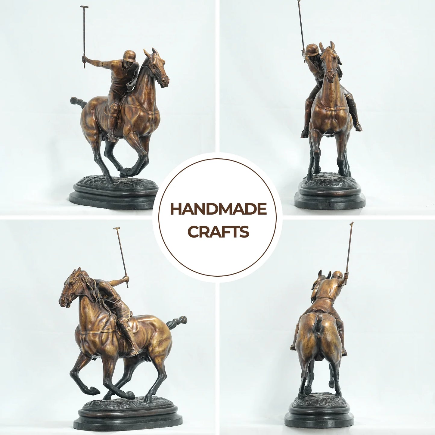 Famous Bronze Polo Player Horse Jockey Sculpture Handmade Casting Polo Player and Horse Statue For Home Office Decor Collection