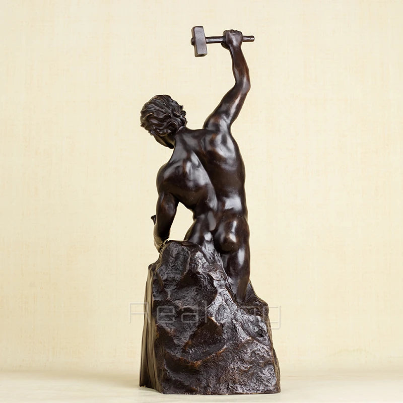 60cm Bronze Self Made Man Statue Bronze Self Made Man Sculpture Classical Sculptures Casting Crafts For Home Decor Ornaments