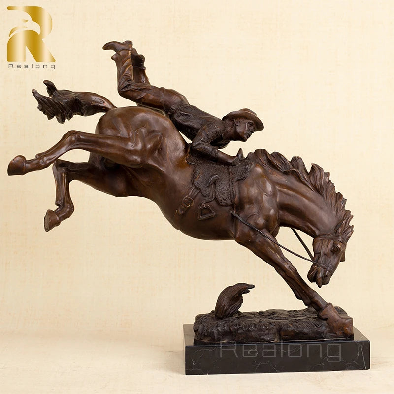 50cm The Broncho Buster Statue Bronze Classical Sculpture Famous Frederic Remington Replica Art Crafts For Home Decor Ornament