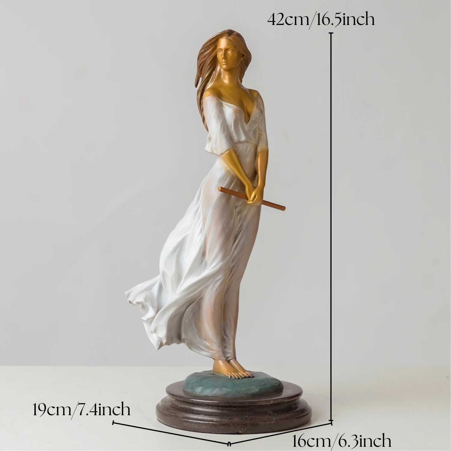 42cm Famous Luo Li Rong Bronze Sculpture Beautiful Luo Li Rong Pretty Lady Bronze Statue Home Art Decoration Collection Gifts