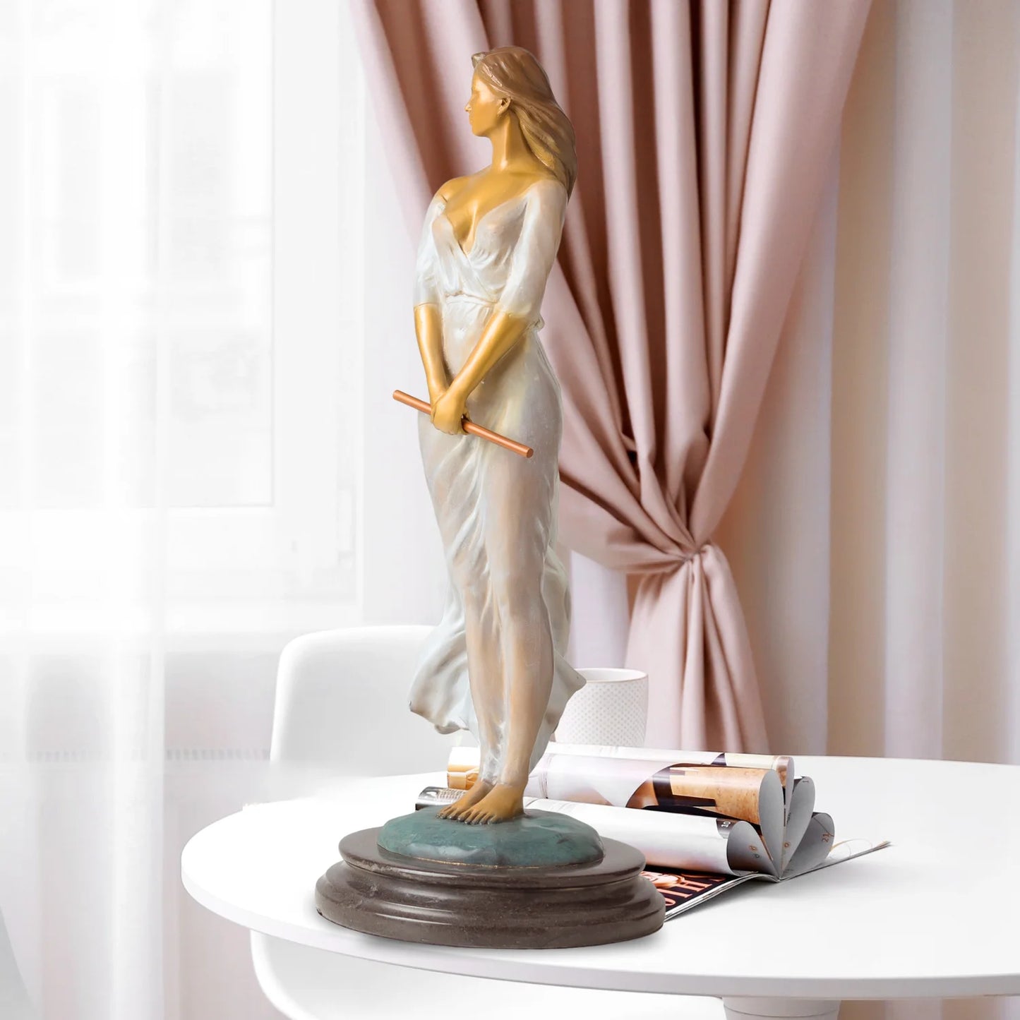 42cm Famous Luo Li Rong Bronze Sculpture Beautiful Luo Li Rong Pretty Lady Bronze Statue Home Art Decoration Collection Gifts