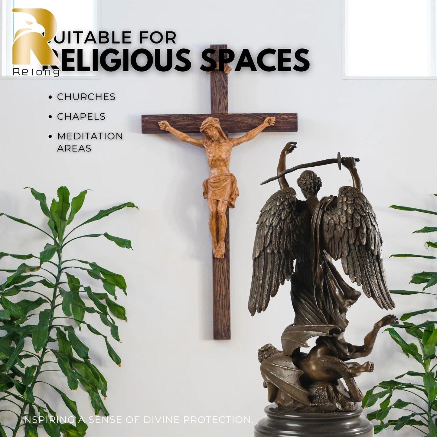 Bronze Statue Of Archangel Saint Michael With Wings Angle Bronze Sculptures Archangel St. Michael Figurines For Home Decor Craft