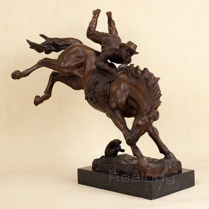 50cm The Broncho Buster Statue Bronze Classical Sculpture Famous Frederic Remington Replica Art Crafts For Home Decor Ornament