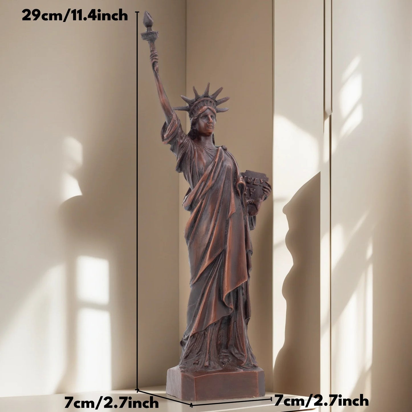 11" Statue of Liberty Bronze Sculpture Statue of Liberty Goddess Figurine Lost-Wax Cast Western Art Handcrafted Home Decoration